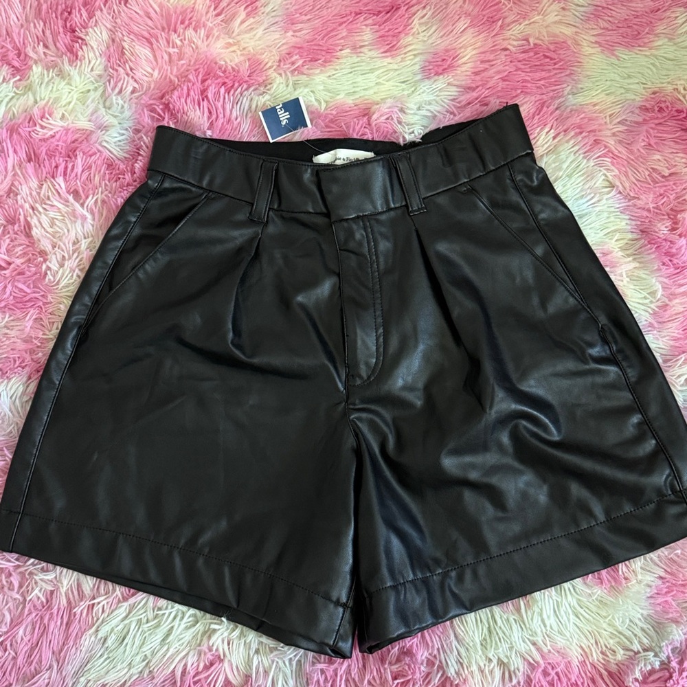 Abercrombie & Fitch Black Vegan Leather Shorts